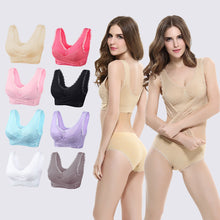Load image into Gallery viewer, Women's Plus Size Lace Wide Straps Wireless Bra Front Closure Push Up Bras