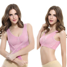 Load image into Gallery viewer, Women's Plus Size Lace Wide Straps Wireless Bra Front Closure Push Up Bras