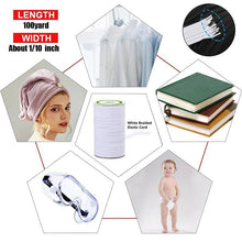 Load image into Gallery viewer, 2.5mm Round Braided Elastic Cord/White Elastic Band - 100 Yard