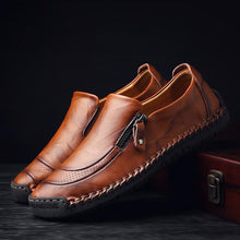 Load image into Gallery viewer, Men Hand Stitching Zipper Slip-ons Leather Shoes
